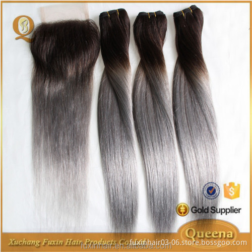 Human Hair Weaving Wig Non-remy Hair Silky Straight Wave Machine Grey Silver Brazilian Hair Extension Tangle Free ,no Shedding